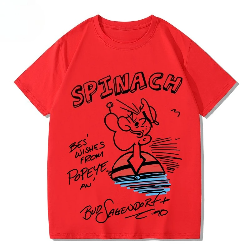 تي شيرت Popeye الجديد لصيف 2025 عبارة عن بلوزة فضفاضة وعصرية بأكمام قصيرة للرجال والنساء #4