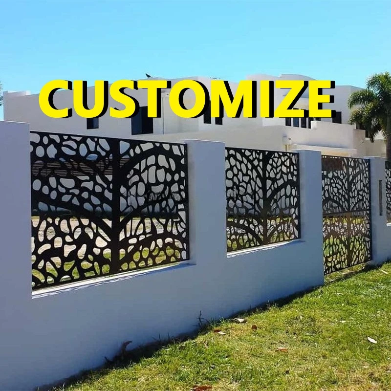 Any Size Custom Factory Backyard Decor Fence Board Pattern Style WPC Material Reliable Aluminum Frame Garden Po Partition Screen