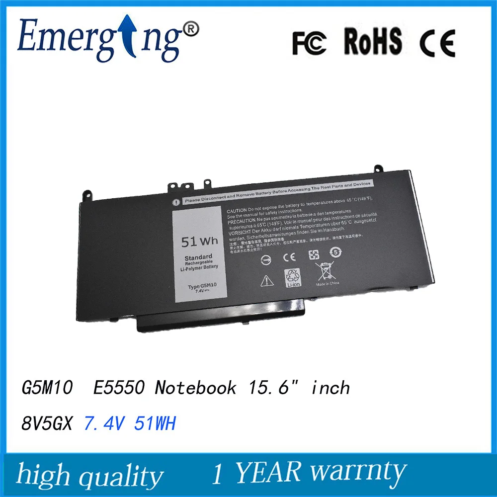 7.4V 51WH New  G5M10 Laptop Battery for Dell Latitude 3150 E5250 E5450 E5550 Notebook 15.6