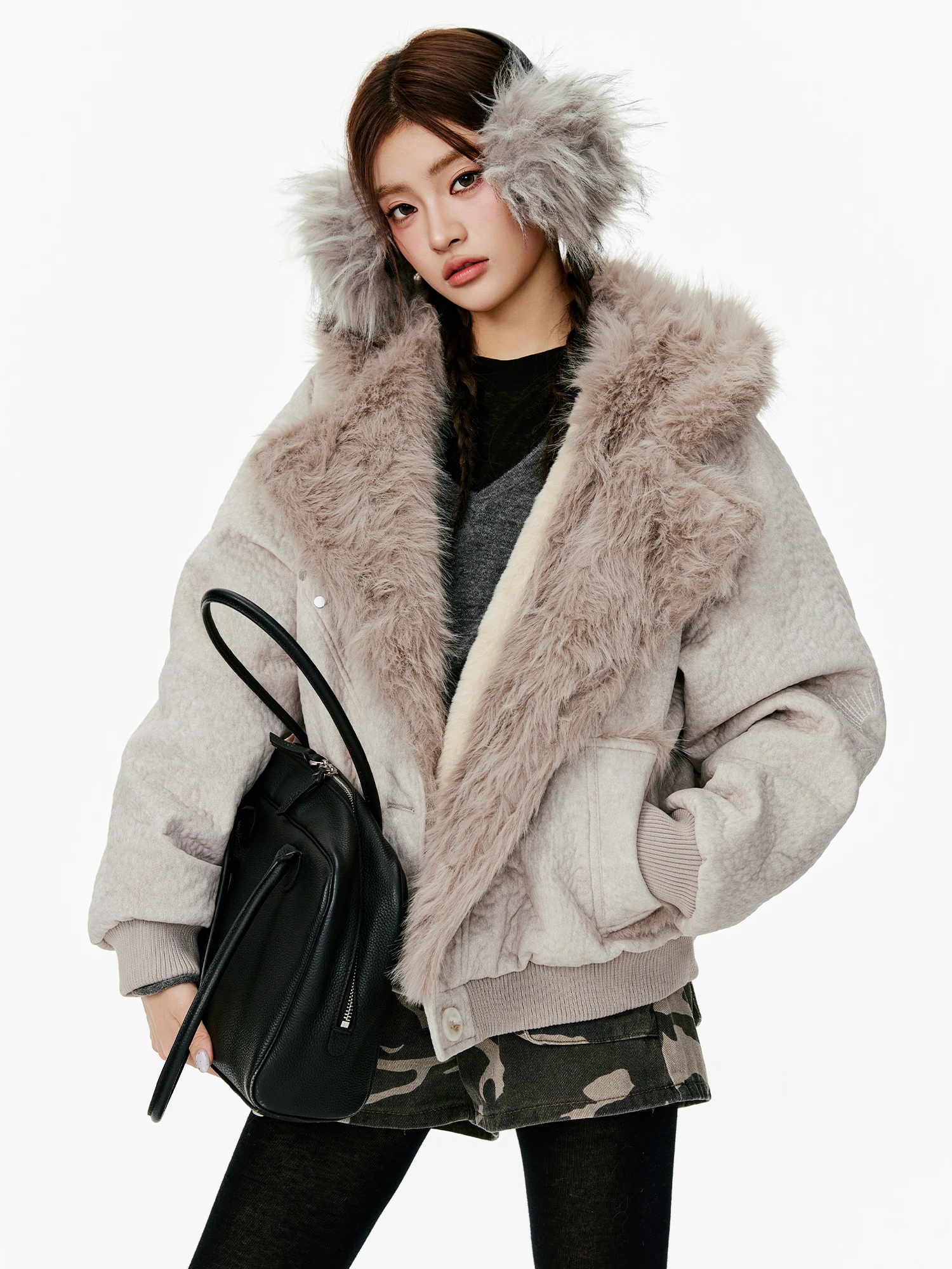 

Уникальное, очень красивое женское ретро-пальто из утолщенного хлопка, свободного кроя, с деконструированным дизайном и высококачественным меховым воротником, для зимы