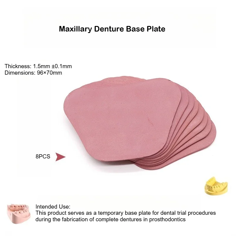 5x12 Pcs Denture Base Plate Full Try In, Dental Prosthesis Temporary Tool