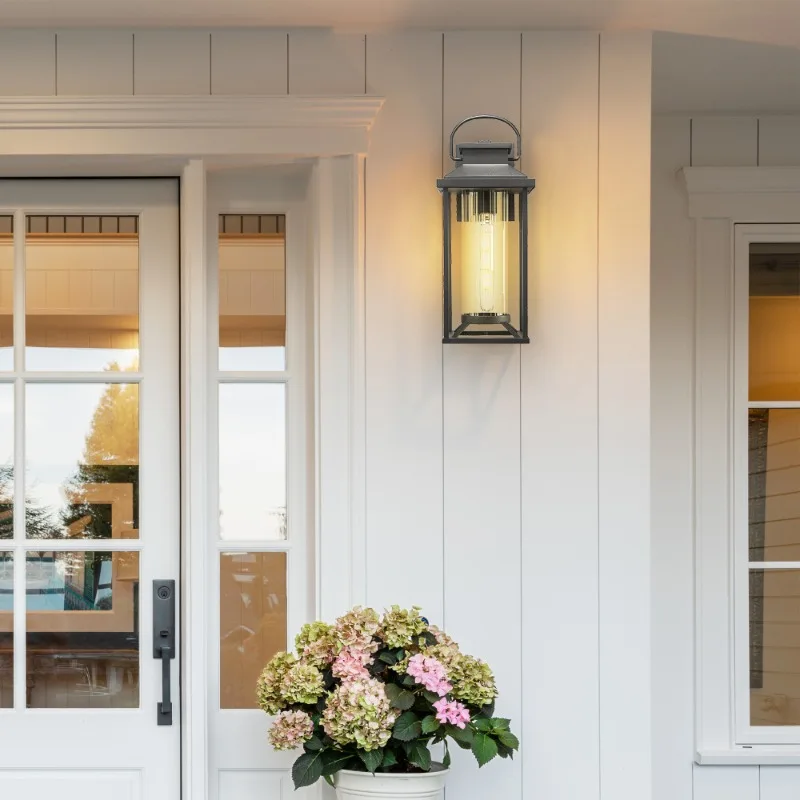 2 حزمة ضوء الشرفة في الهواء الطلق محكم أسود مضاد للصدأ مقاوم للماء هدية عيد الميلاد الشرفة الأمامية المرآب المدرب الجدار الخارجي #1