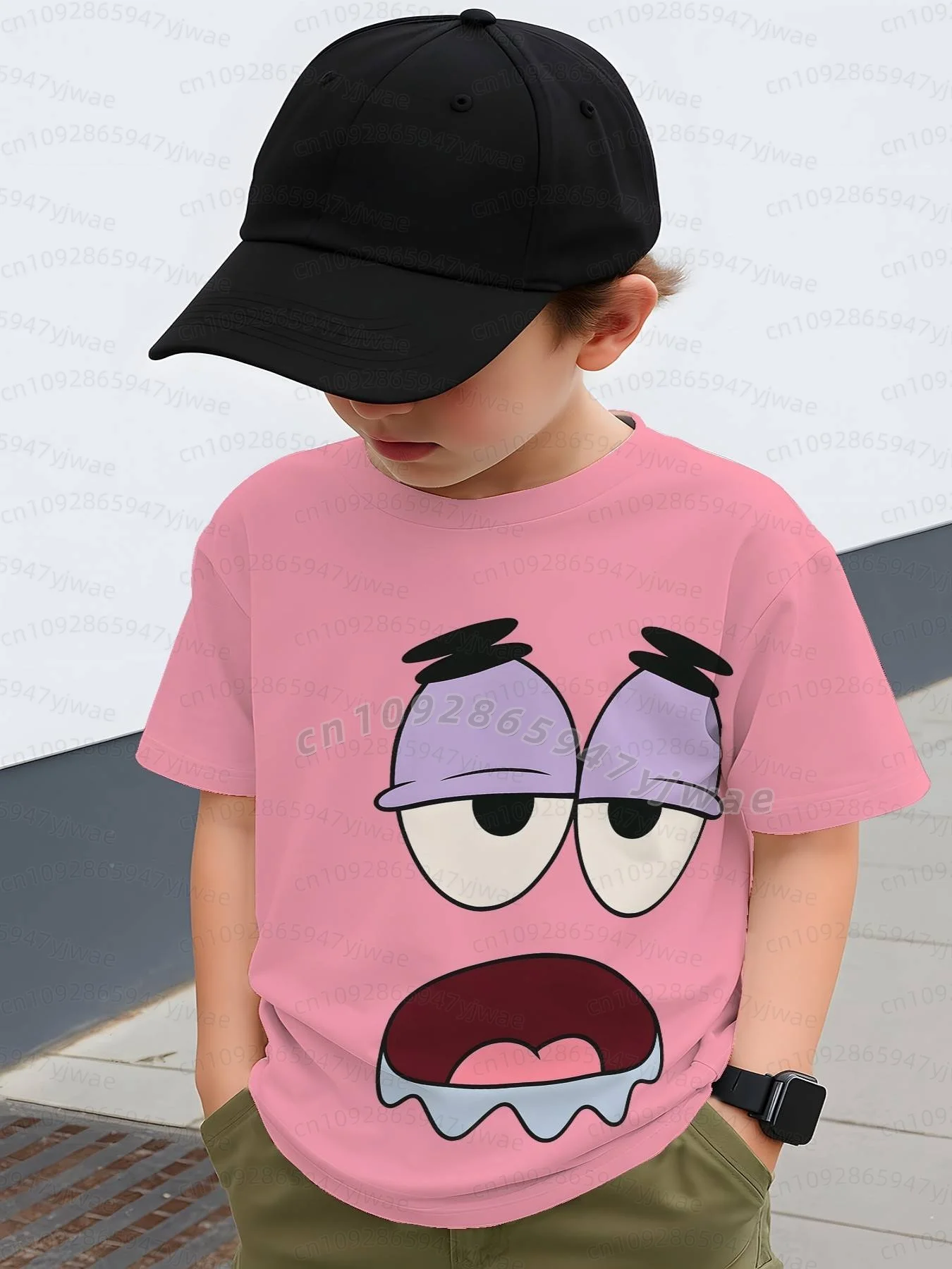 2026 summer boys girls Funny cartoon drooling expression o-neck  T-Shirt Men Women Quick Dry  Short Sleeve Kids Adult T-Shirt