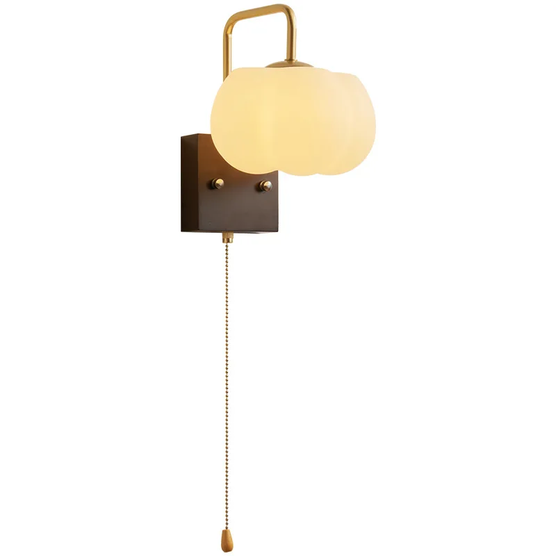 

Cotton wall lamp, medieval cream wind bedroom bedside lamp, retro staircase aisle Japanese style, living room background