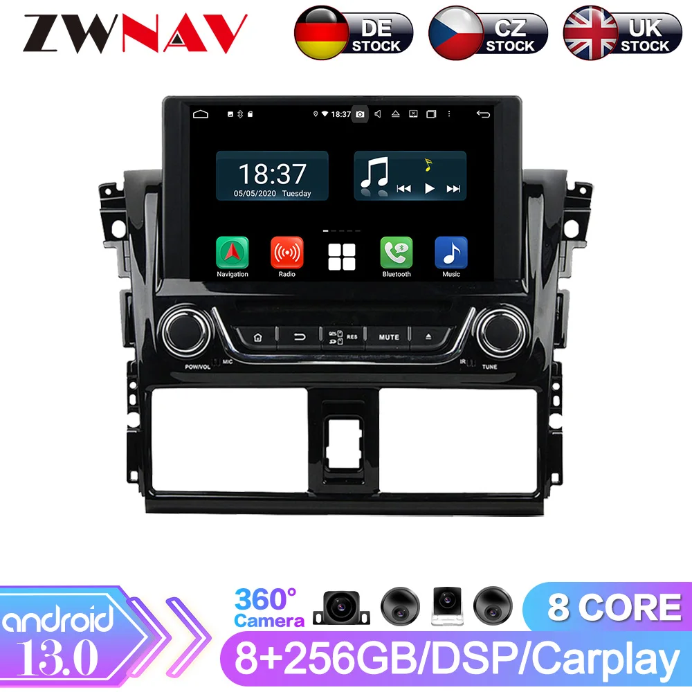 Android 13 Octa Core DSP Car DVD Player Multimedia Player GPS Navigation For Toyota YARIS 2013-2015 Auto Radio Stereo Head Unit