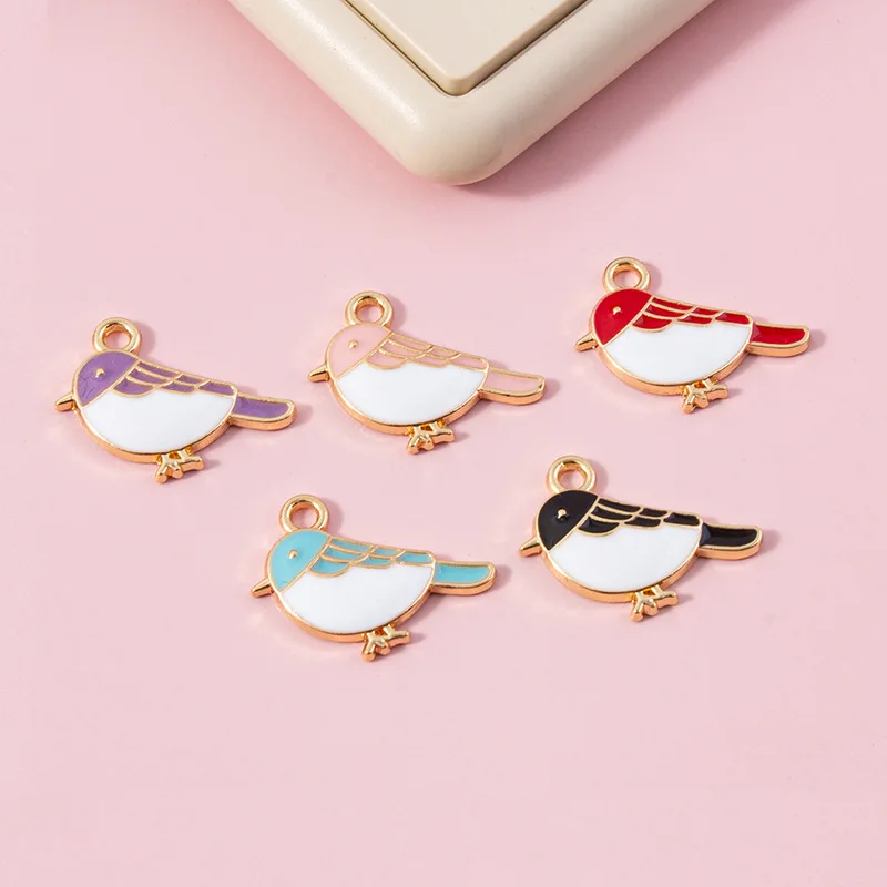 

5Pc Bracelet Pendant Charms Small Bird Alloy Bag Oil Drip Accessories Animal Sparrow Jewelry Accessories Semi Finished
