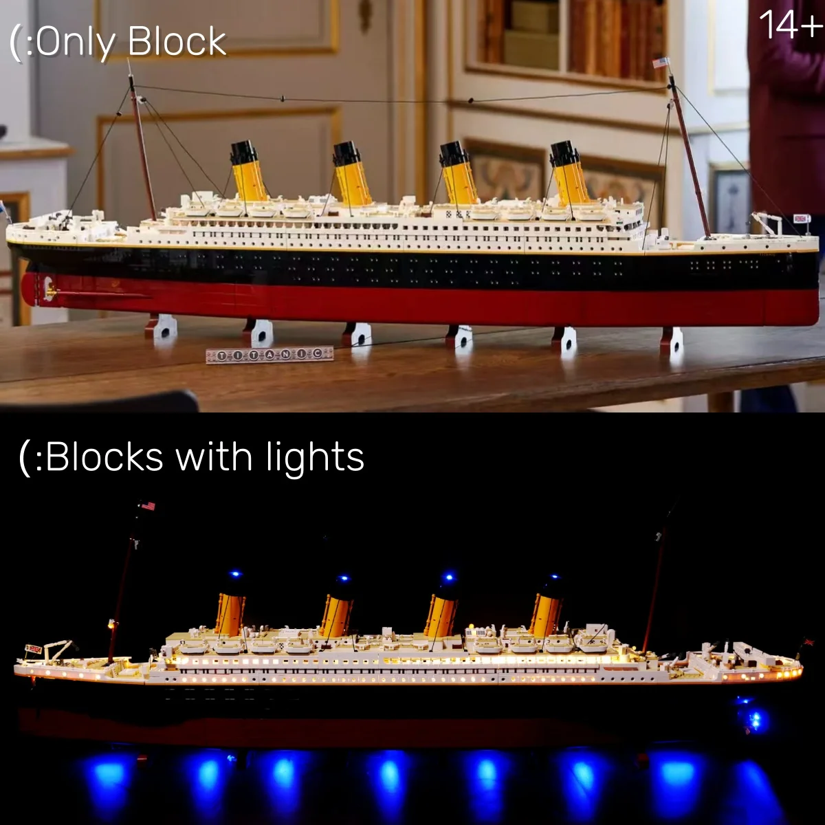 

With Lights Creator Expert Titani Cruise Boat Ship 9090pcs MOC 10294 Model Bricks Building Blocks Toys For Kids Christmas Gifts