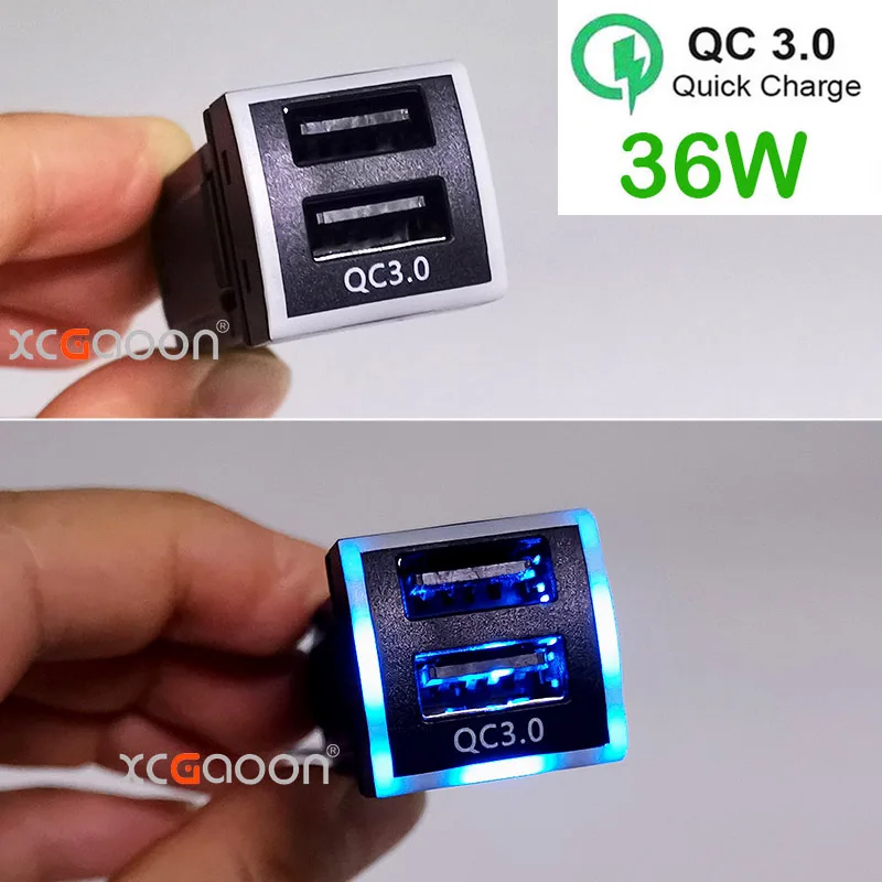 2 USB QC3.0 36W (Max) Mobile Phone Fast Car Charger Adapter for Toyota Land Cruiser Prado 150 Series Rav4 Camry Hiace Corolla