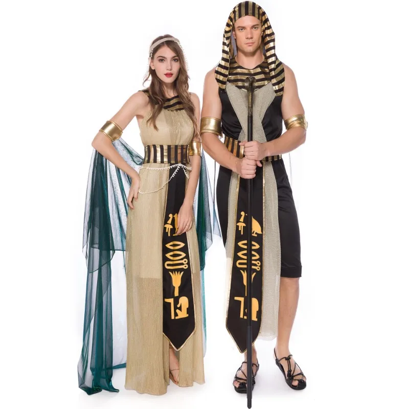 

Halloween Carnival Party Pharaoh Cleopatra Couples Egypt Queen Cosplay Costume Myth Goddess Role Play Fancy Party Adult Dress