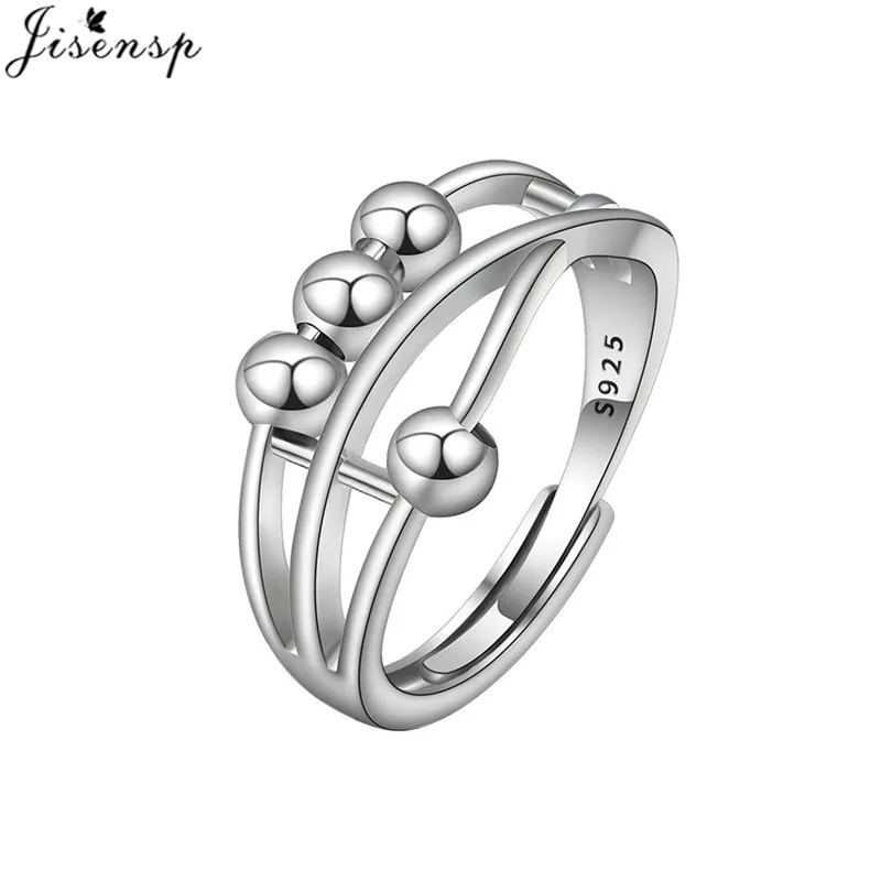 Minimalist Anti Stress Spinner Round Beads Ring Multilayer Joint Jewelry Ladies Casual Rotate Rings Relax Gifts Accessories