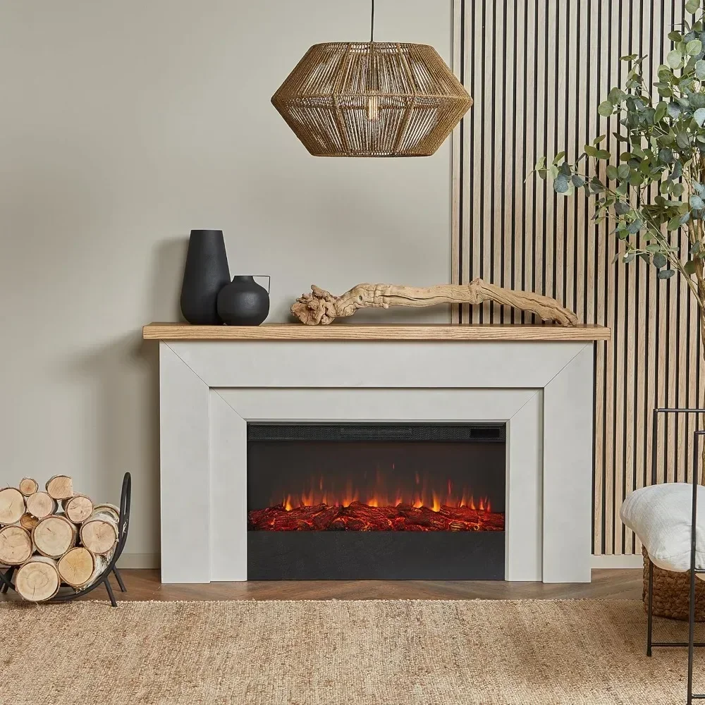 

68 Inch Landscape Fireplace, Replaceable Fireplace Plug-in Heater, Realistic Wood and Flame Effects, Remote Control, Timer
