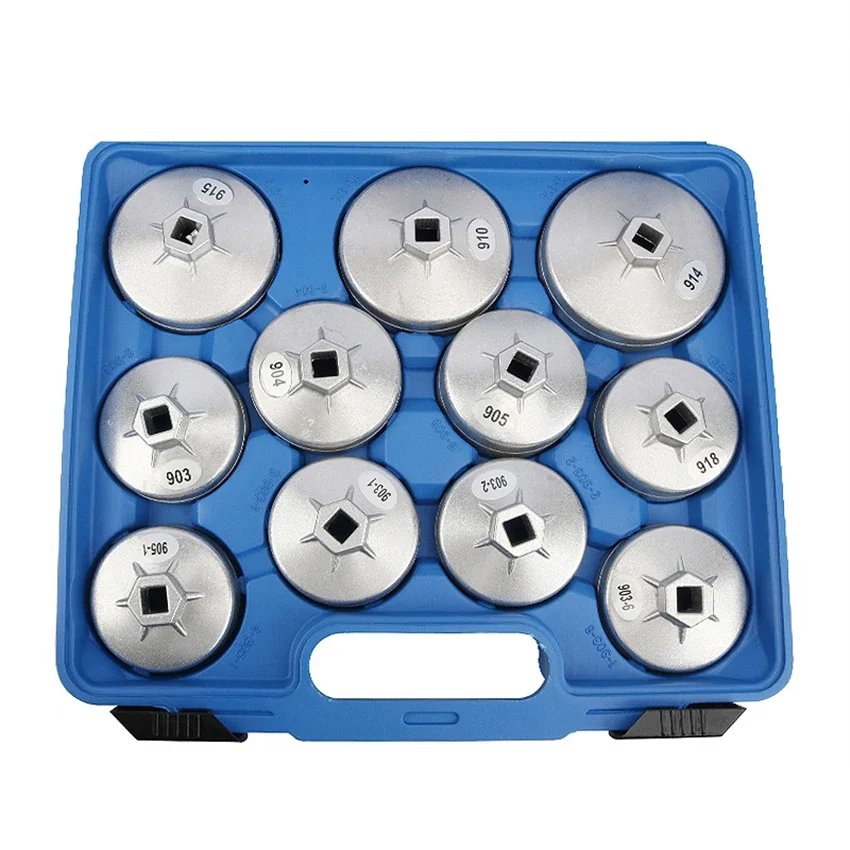 23-piece Aluminum Cup Type Oil Filter Wrench Set Oil Filter Cap Removal Wrench Set Spanner Maintenance Tools Kit With Case