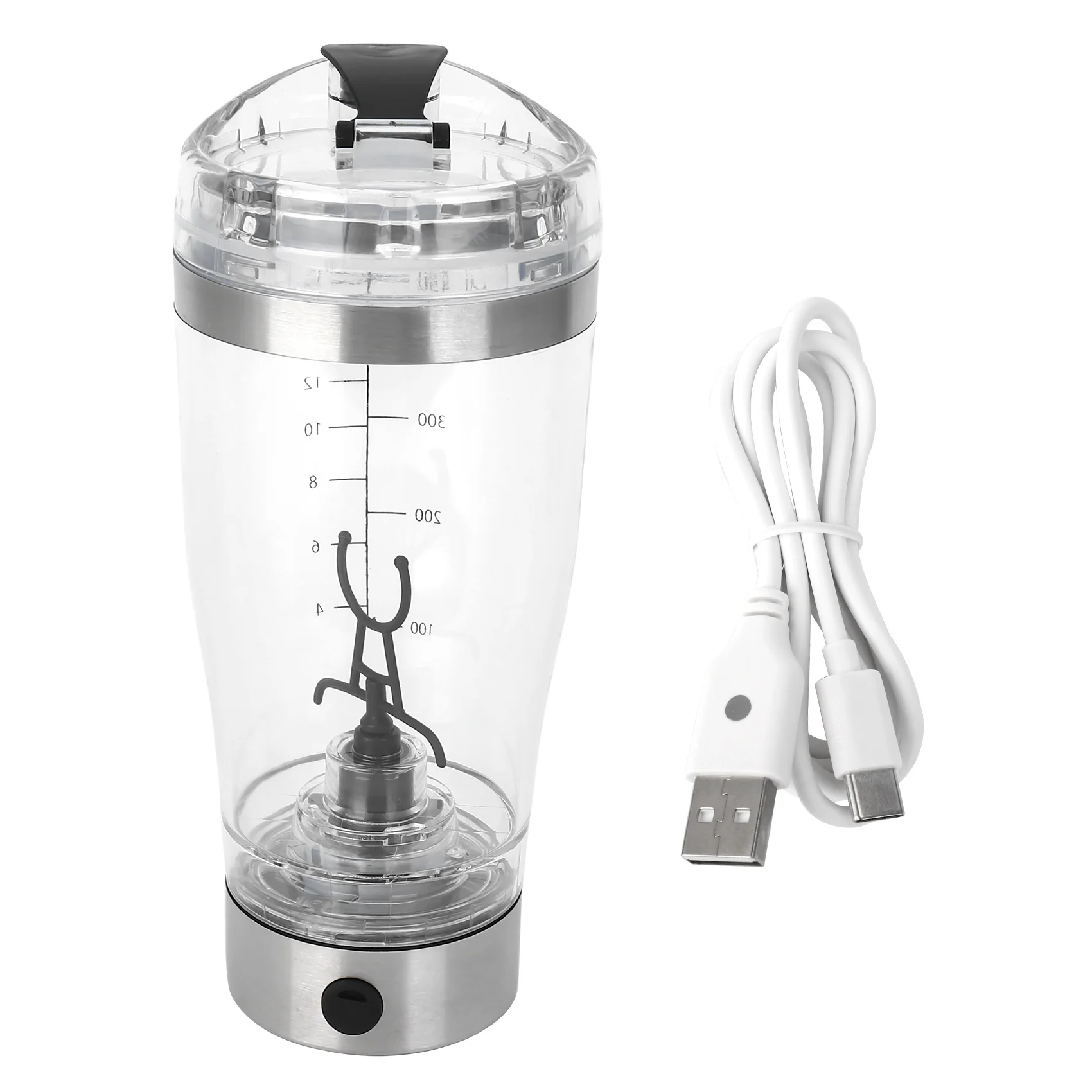 【BEST WISHES】450Ml Electric Protein Shaker Usb Shaker Bottles Milk Coffee Blender Water Bottle Movement Vortex Tornado Smart Mix
