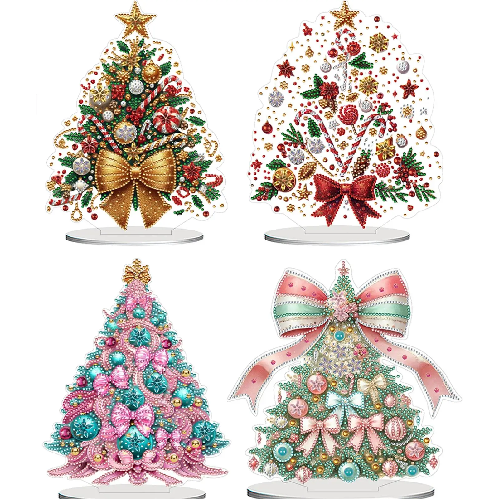2D Flacher Weihnachtsbaum Druck DIY Diamant Malerei Tisch Ornamente Kit Desktop Diamant Kunst Kits für Home Office Desktop Dekor