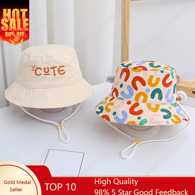 

Double Sided Baby Bucket Hat Cute Letter Embroidered Children Boys Girls Fisherman Panama Cap Summer Outdoor Kids Sun Hat Gorras