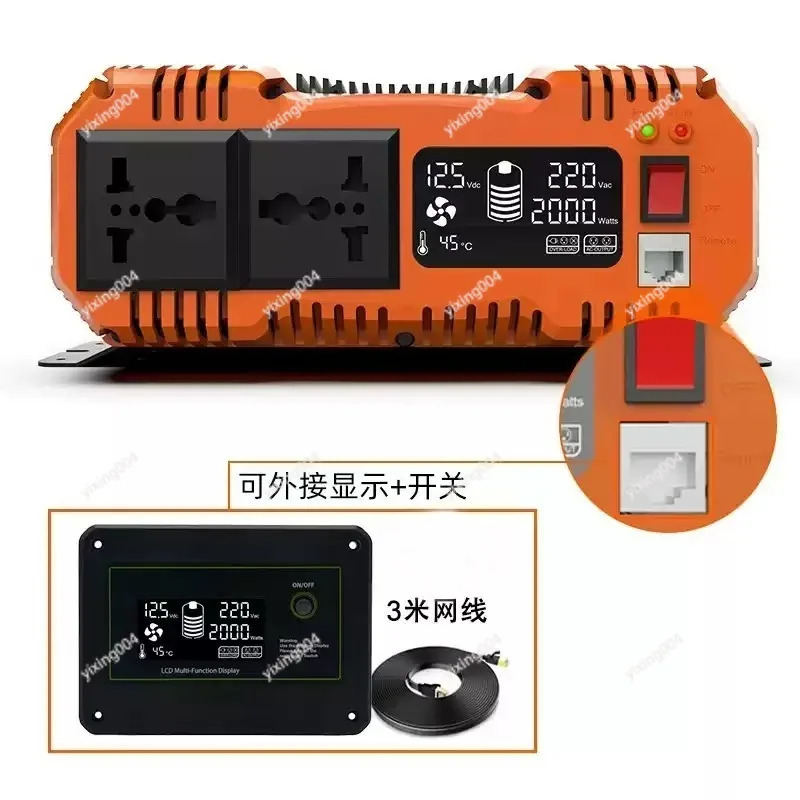 Pure Sine Wave Power Inverter 12V to 220V, 3000W Battery Converter for Car Home Use