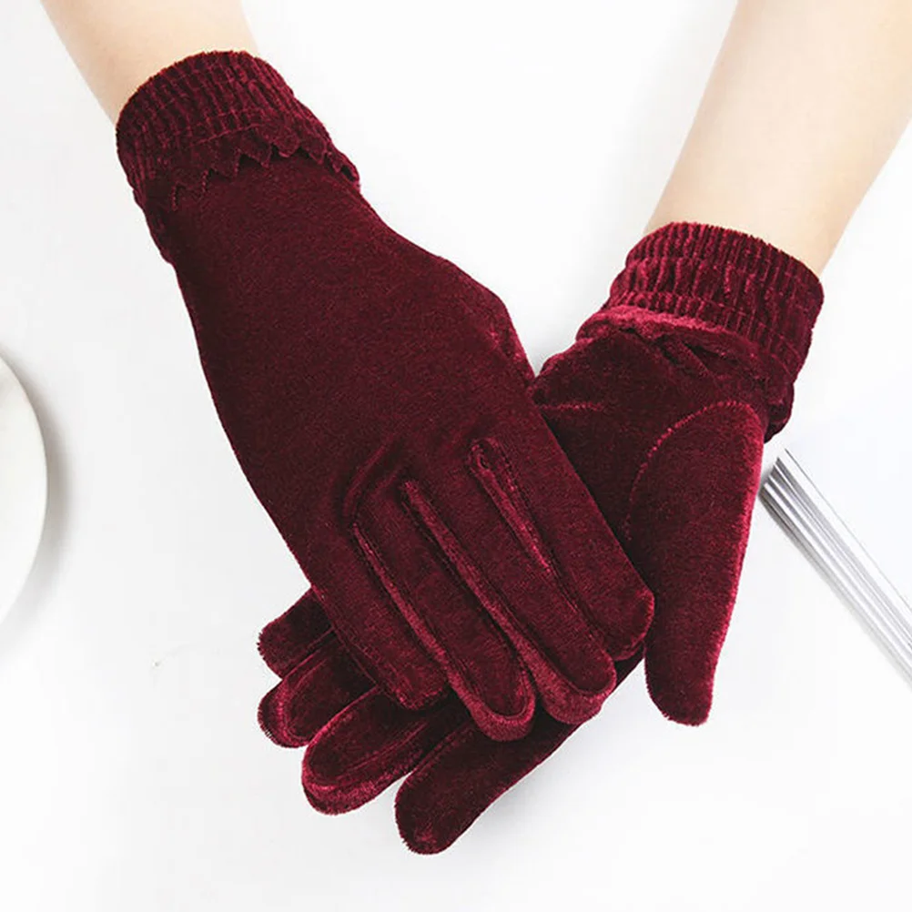 

2Pairs Velour Winter Gloves Women Warm Soft Snug Flexible Compact Size for Outdoor Cycling Running Walking Hiking Cold Weather