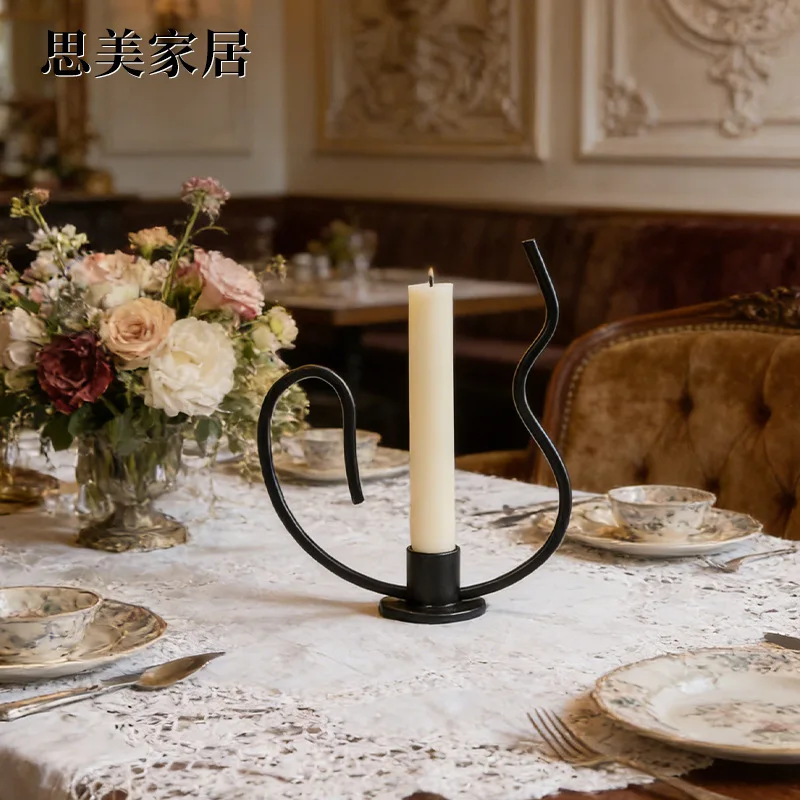 Metal candle holder hotel living room model room decorative ornament desktop romantic atmosphere ornament