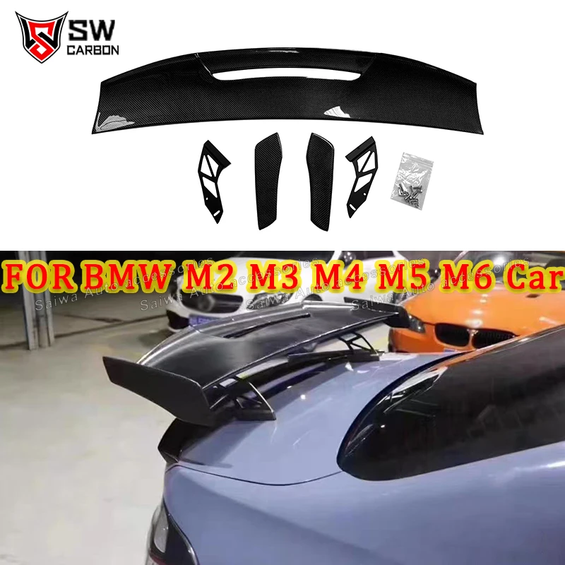 MAD Style Carbon Fiber Rear Trunk Spoiler Wing For BMW M2 M3 M4 M5 M6 Audi GR86 GT86 Benz GUniversal Rear Wing Car  Body kit