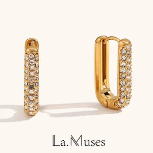 La.Muses New Semi Inlay White Zirconia Cubic Luxury Ohrringe Haken hochwertiges Temperament Premium -Schmuck 2024 10 Hauptverkäufe Nuria Semi Schmuck - №1