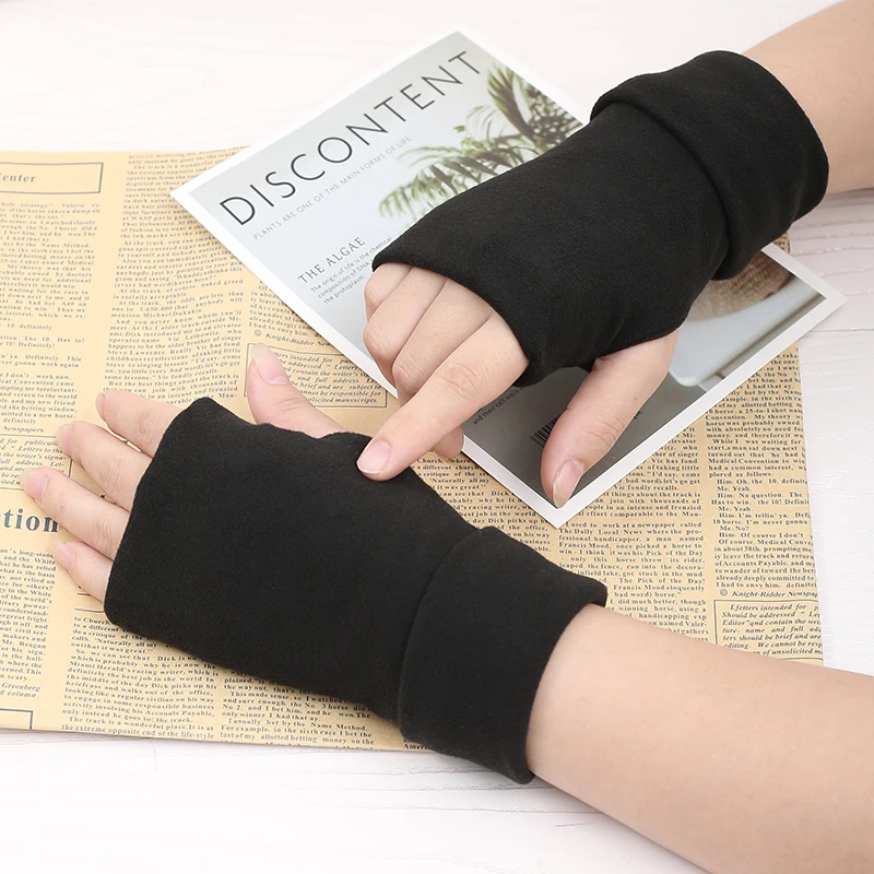 قفازات بدون أصابع تحافظ على الدفء لمحبي الرجال والنساء في الشتاء نصف إصبع ركوب الخيل في الهواء الطلق القيادة غير قابلة للانزلاق مكتب الكتابة موضة جديدة #2