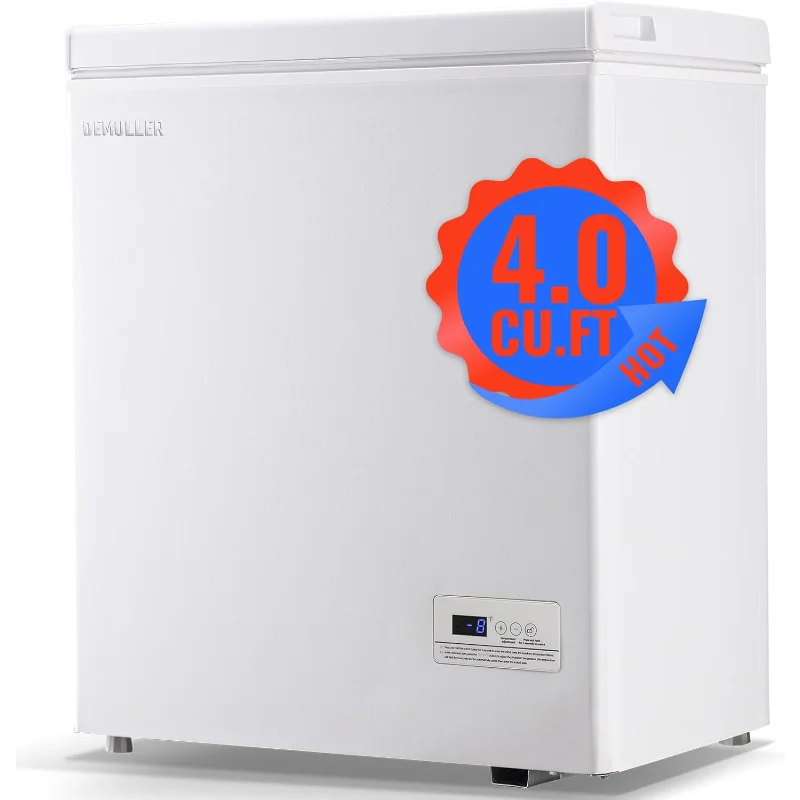 

Глубокая мини-морозильная камера с открытой дверью, компактная морозильная камера, небольшая морозильная камера со съемной корзиной для хранения для дома, кухни, гаража, белая