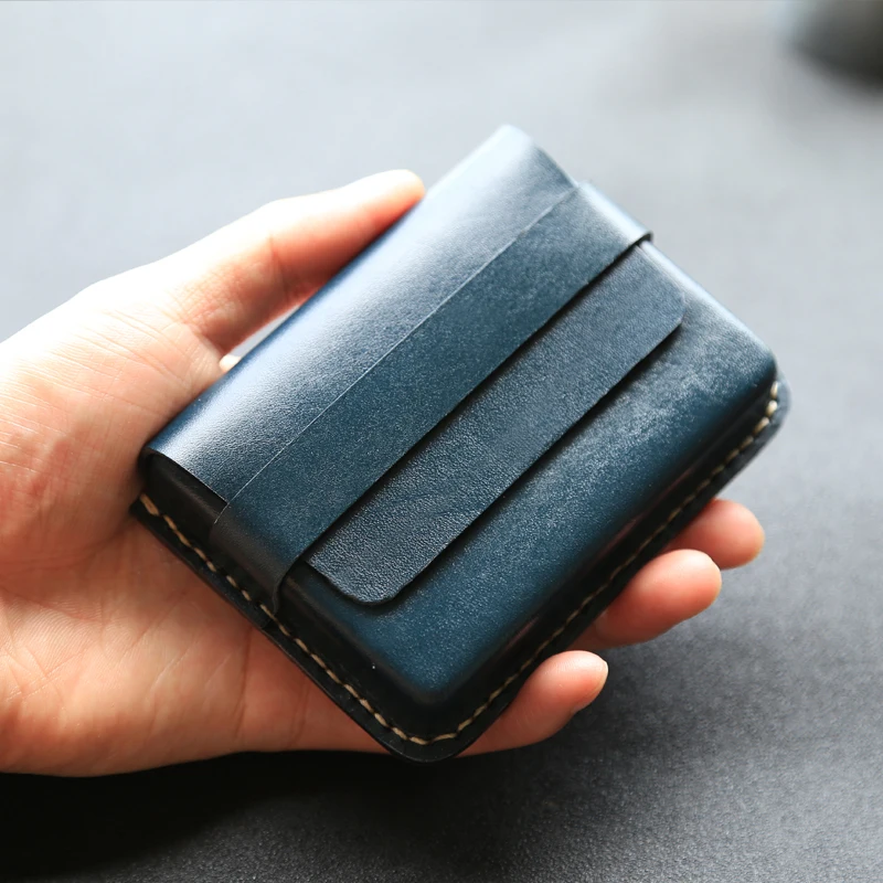手作りの皮革二つ折り財布メンズレディース大容量カードホルダー現金小銭入れ韓国スタイルピュアカラー