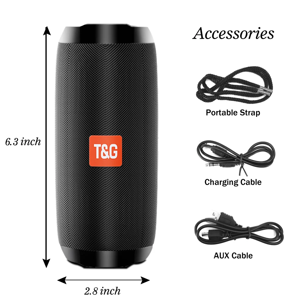 TG117 10W Bluetooth Speaker Portable Outdoor HIFI Column Stereo Loudspeaker 1200mAh Wireless Handsfree Waterproof Sound Player