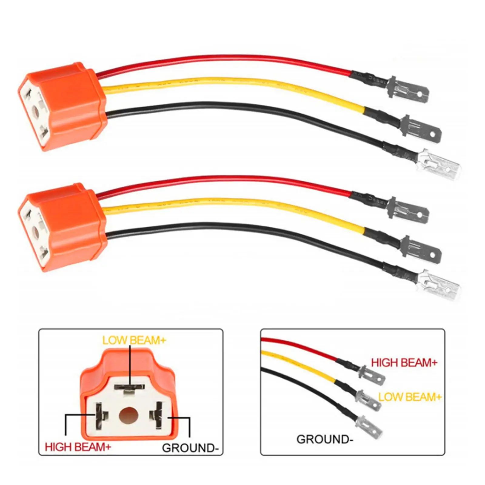 2 Pieces 9003 HB2 H4 Wire Wiring Harness Sockets/ 3 Pin Replacement 14AWG Adapter/ Fit for Boat Pickup Heavy Duty
