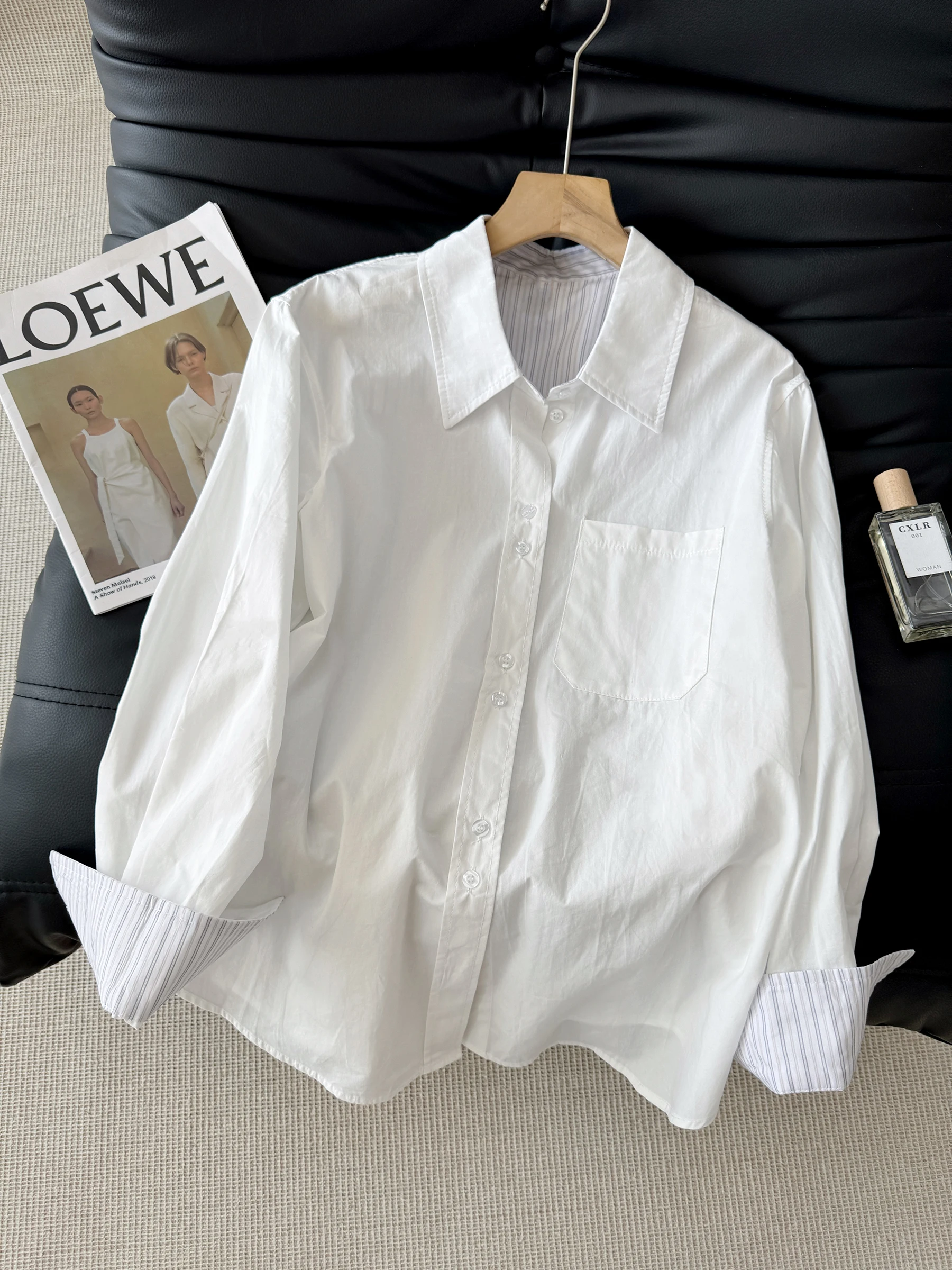 

Ele Striped Long Sve irt Women's Loose Fit Button up Cotton Blend irt Summer Faion Outerwear Casual irt