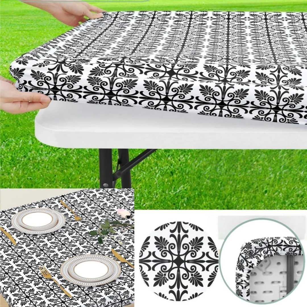 1pc 76x183cm Rechteck Tischdecke Elastische Ausgestattet Tischdecke Kunststoff Tischdecken Falten Tische Picknick Camping Im Freien