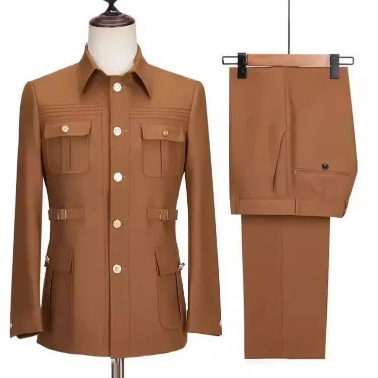 남성 정장 2피스 슬림핏 블레이저와 바지 세트 웨딩 파티 비즈니스 정장 신랑 턱시도 사무실 정장 재킷 바지