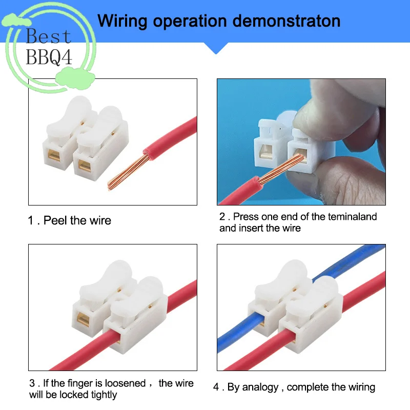 (BBQ4)10Pcs CH2 Quick Splice Lock Wire Connectors Electrical Cable Terminals For Easy Safe Splicing Into Wires