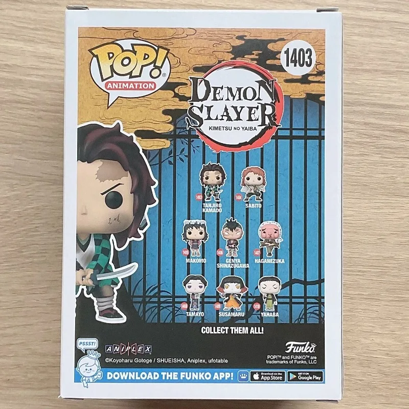 Figura Original Funko POP do Anime Demon Slayer Tanjiro Kamado 1403, Brinquedo de Ação para Meninos e Meninas, Modelo de Presente