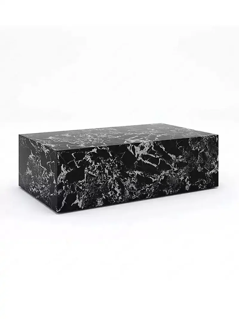 Black Rectangular Marble Coffee Table - Luxury Villa Living Room Stone Center Table