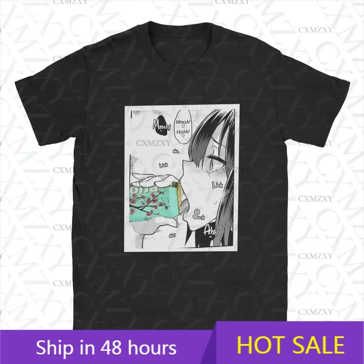

Saki Yoshida Drinking Arizona Tea Premium Hentai T Shirts new Japanese manga anime T-Shirt Pure Cotton Printed Clothing