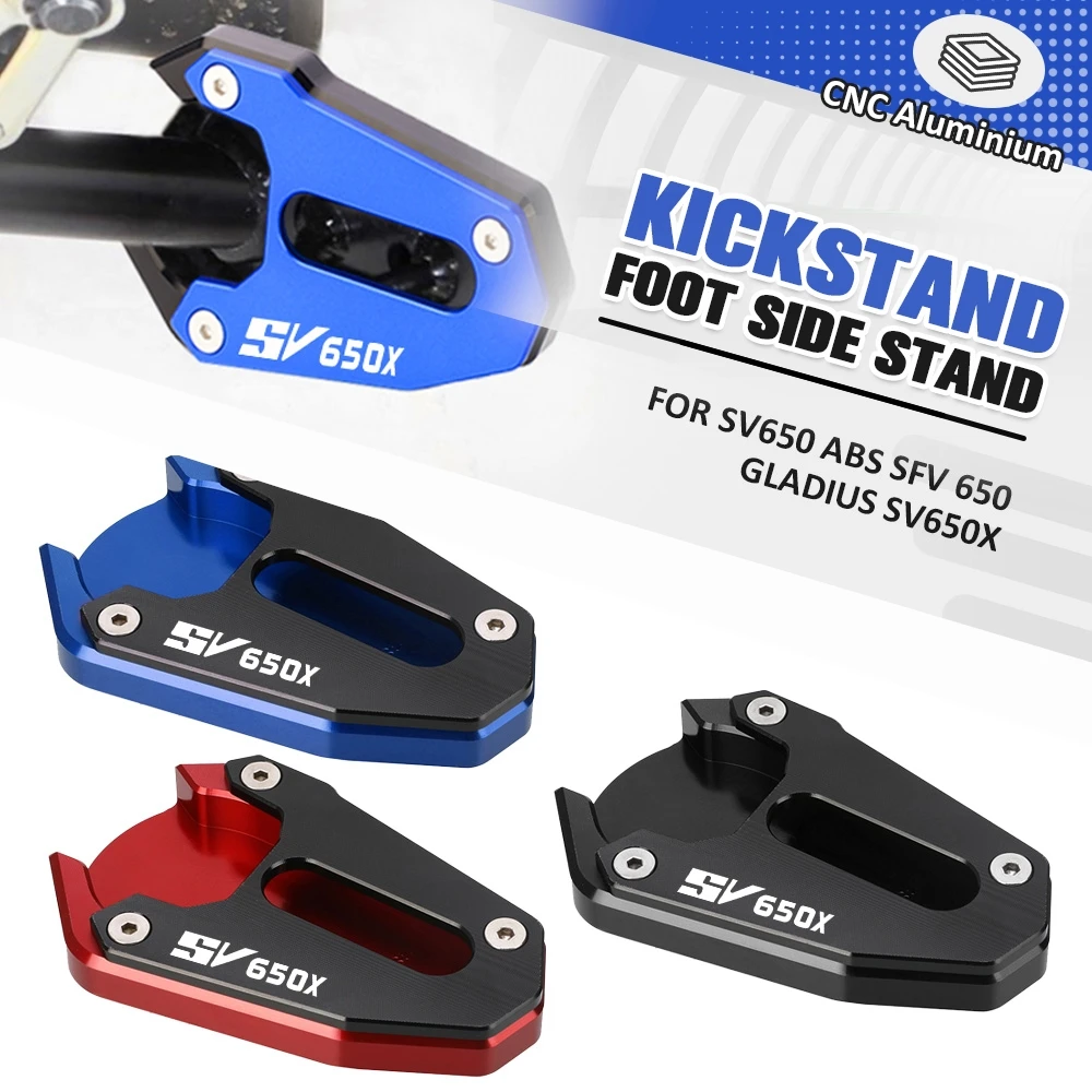 

FOR SUZUKI SV650 ABS SFV650 Gladius SV650X Motorcycle CNC Kickstand Extension Pad Foot Side Stand Extension Plate Footrest SV650
