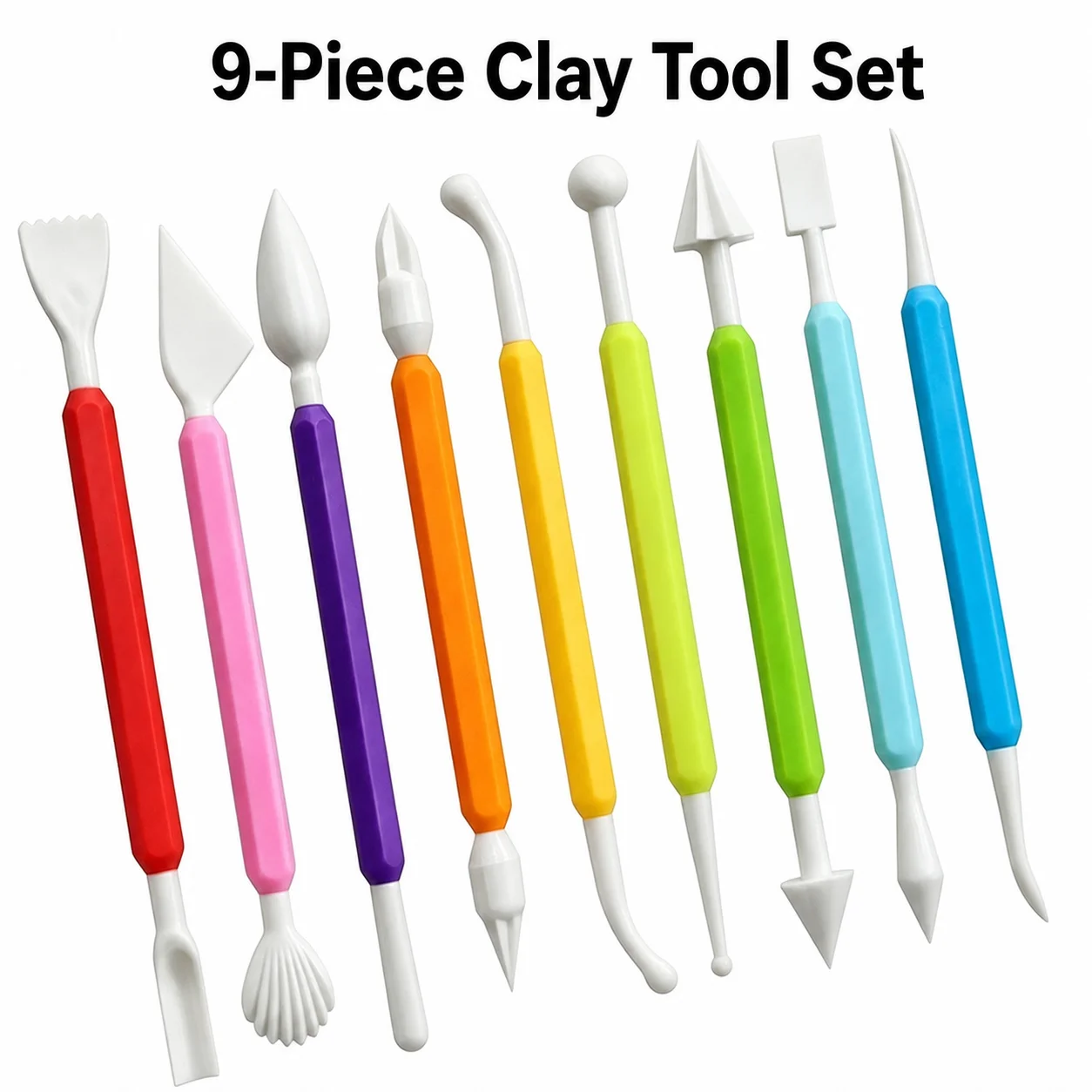 9pcs Double Sided Plastic Clay Tool Set Diy Sculpting Embossing Tool Pottery Carving Knife Set For Pottery Polymer Clay Supplies