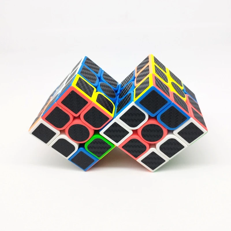 Cube magique double 3x3 en fibre de carbone pour enfant, jouet de vitesse, puzzle, casse-tête, cadeau pour garçon