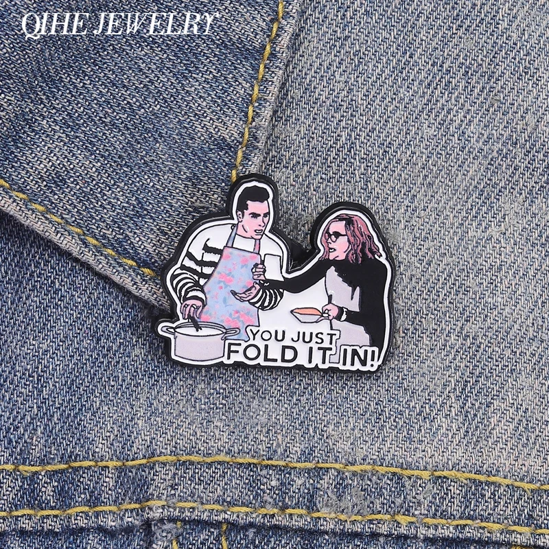Classic Sitcom Fold In The Cheese Enamel Pins Creative YOU JUST FOLD IT IN! Brooches Lapel Bags Badge Jewelry Fan Friends Gifts