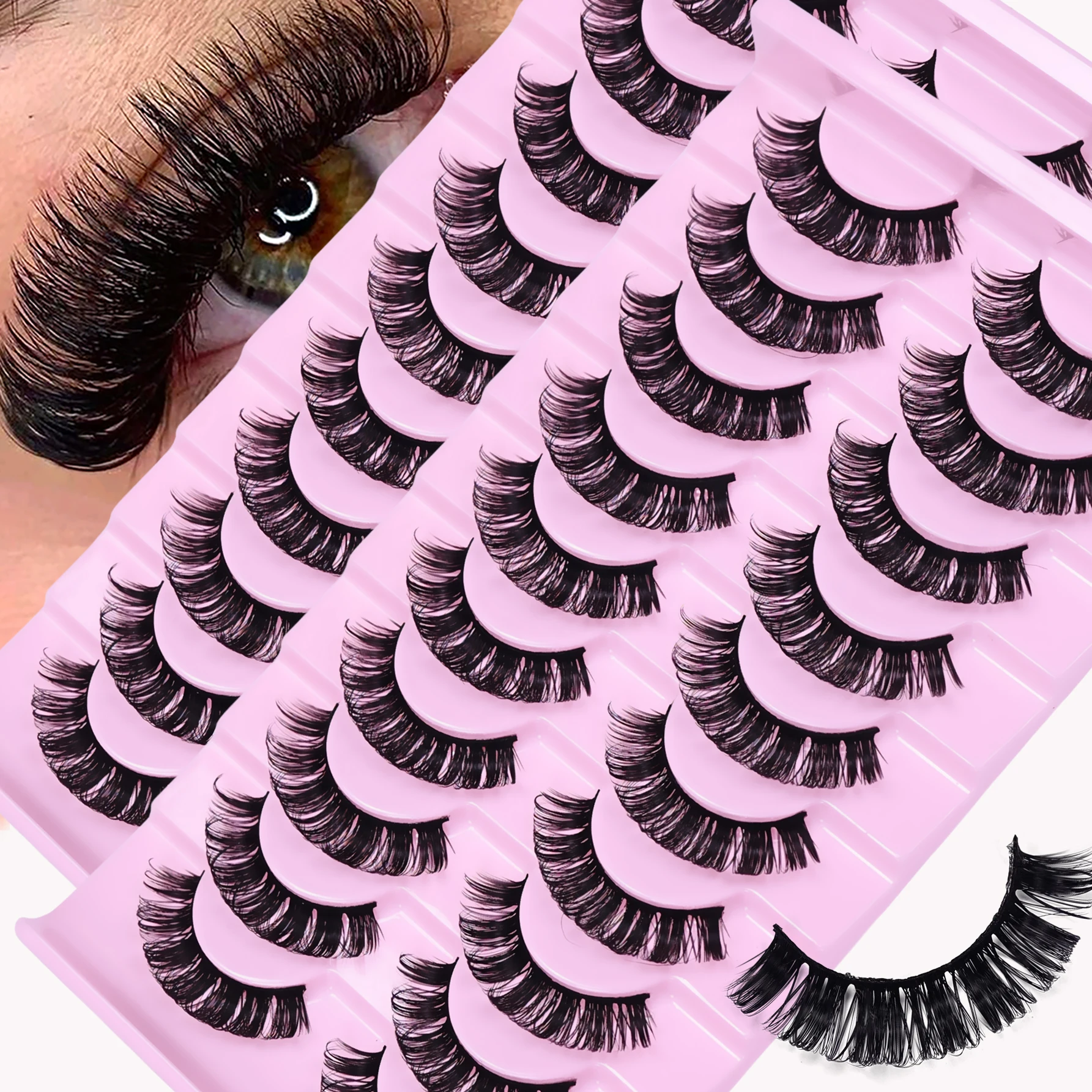 20 Paar/2 Stück 3D-flauschige falsche Wimpern für dramatische falsche Wimpern, unordentliche falsche Wimpern, flauschige dicke Wimpern