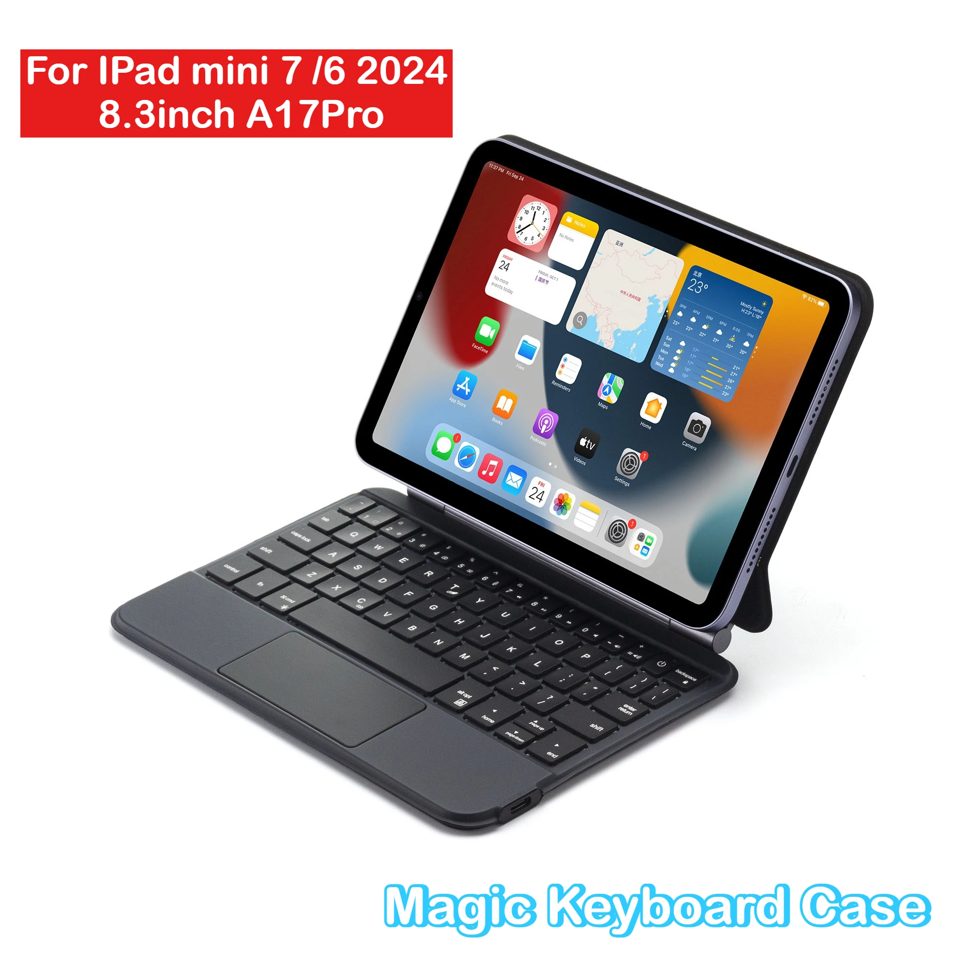 

Чехол с волшебной клавиатурой для нового APPLE IPad Mini 7 A17 Pro 2024 Mini 6, 8,3-дюймовый регулируемый чехол-подставка с подсветкой, чехол для сенсорной панели и клавиатуры