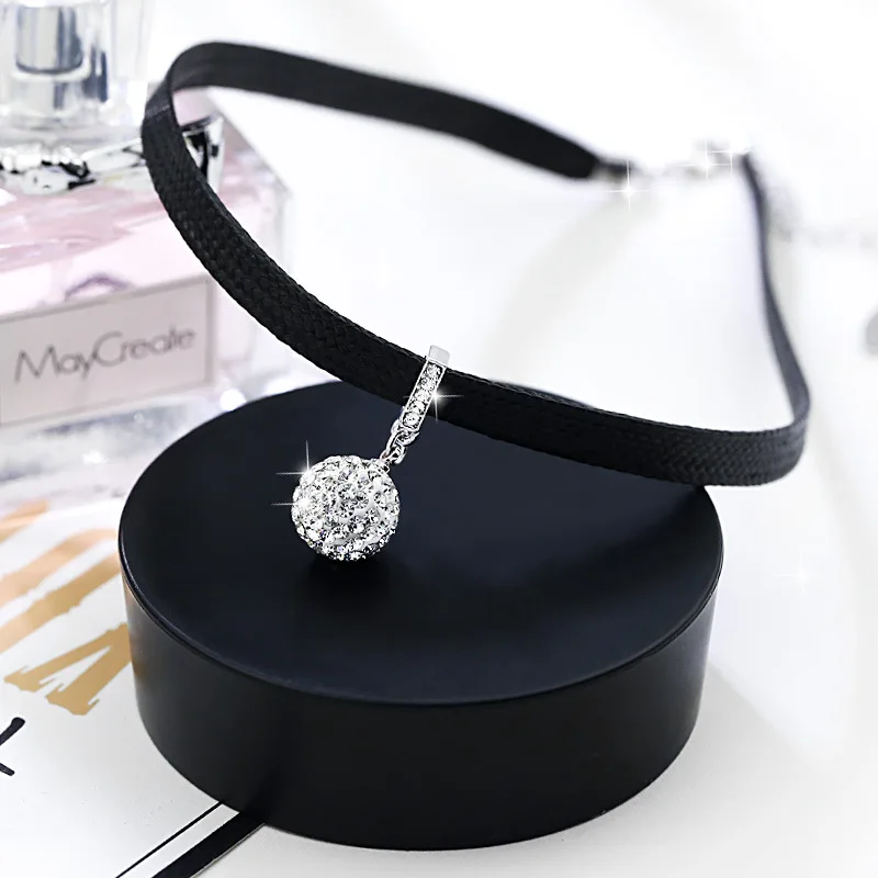 Gargantilla de cuerda negra coreana, collar de diamantes, clavícula, collar corto versátil, cuello de perlas, joyería al por mayor