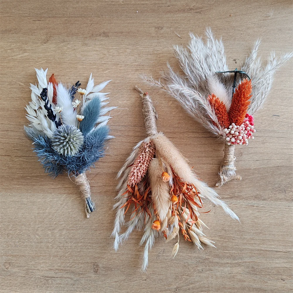 Mini Pampas Grass Dried Flower Bouquet  Bunny Tails Small Bouquet Cake Flower Arrangement letterbox Gift Home Wedding Boho Decor