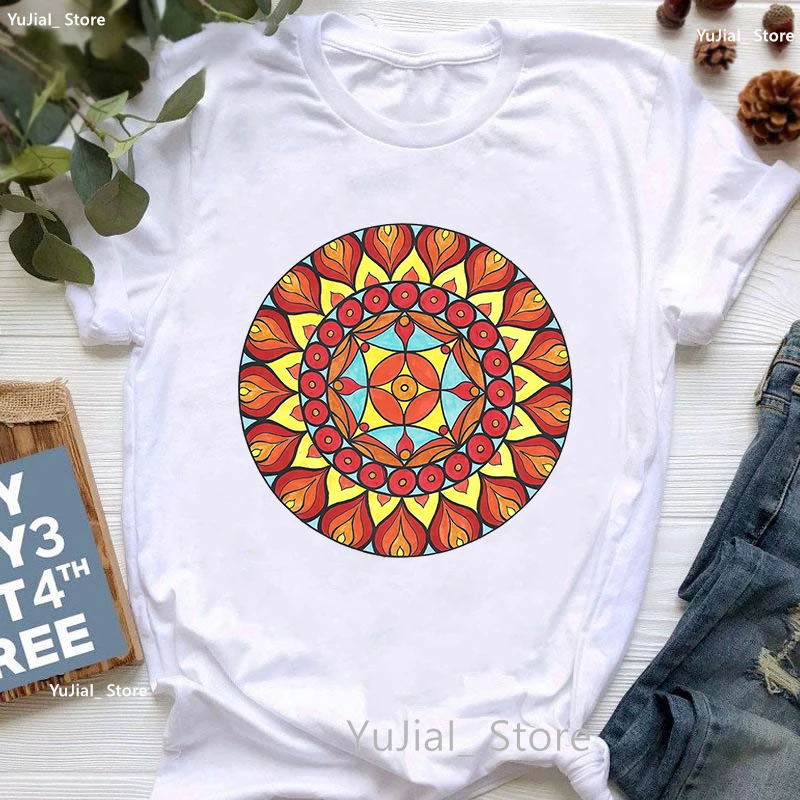 Rainbow Meditation Breathe Tshirt Girls Basic Base Shirt Datura Yoga Posture T Shirt Women'S Clothing Summer Fashion T-Shirt