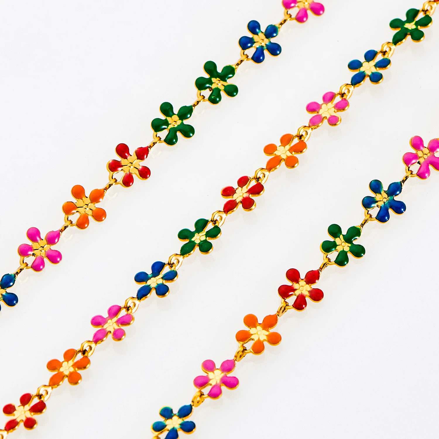 Handgefertigte Süße Kleine Blumenkette für Damen, Schmuck, Emaille-Gänseblümchen-Anhänger, Edelstahl-Halskette – Detail 3
