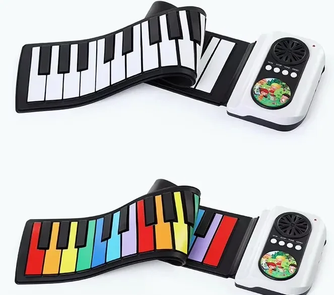 

2025 Rainbow Piano 49 Keys Portable Foldable Soft Keyboard Entry-Level Musical Instrument With Built-in Lithium Battery