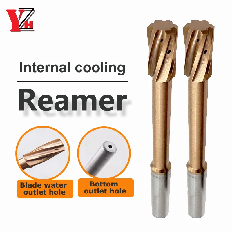 

YZH HRC60 Carbide Reamer Internal Cooling Spiral Groove Tolerance H7 CNC Machine Hole Drilling Tool Blade water outlet For Metal