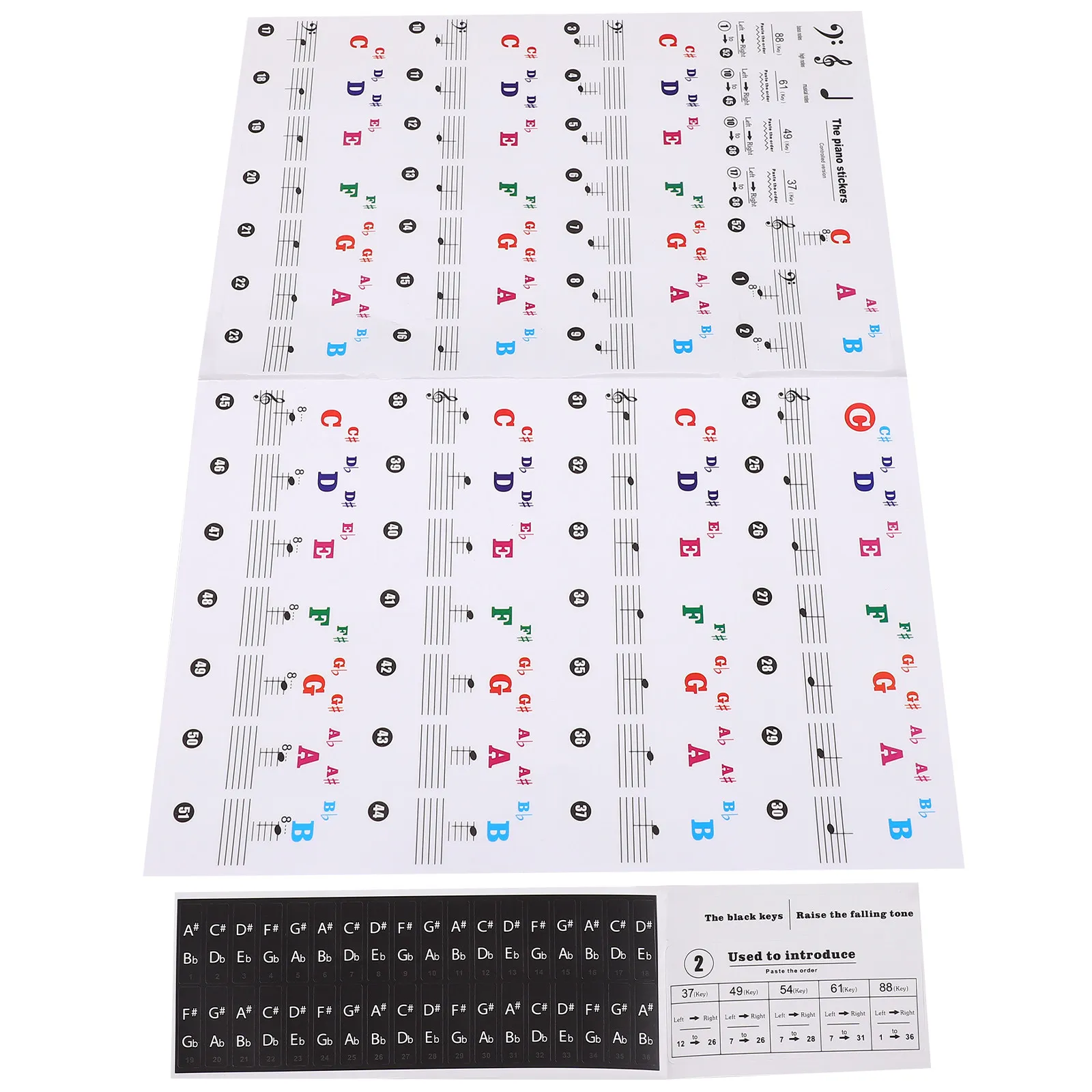 1Sheet Professional Piano Stickers for Keys Smooth Design Exquisite Note Labels Perfect Piano Beginner Learning Supplies Decals