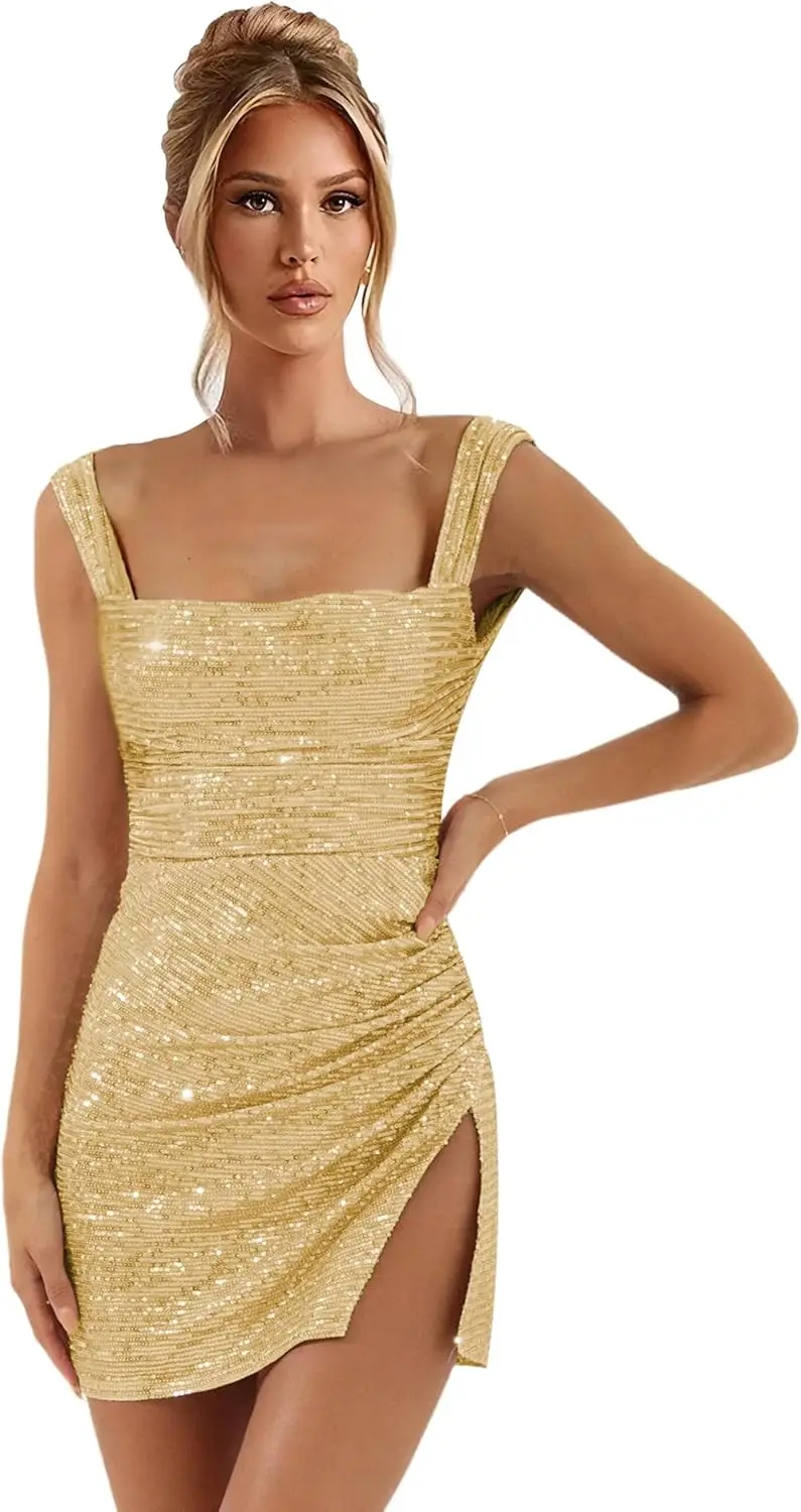 

Sequin Homecoming Dresses Short for Teens 2025 Square Neck Cocktail Party Dress Ball Gown Mini Dress Graduation Dress